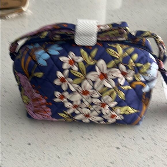 Vera Bradley Blue and Purple Floral Camera Bag Coffee Garden - Picture 4 of 6